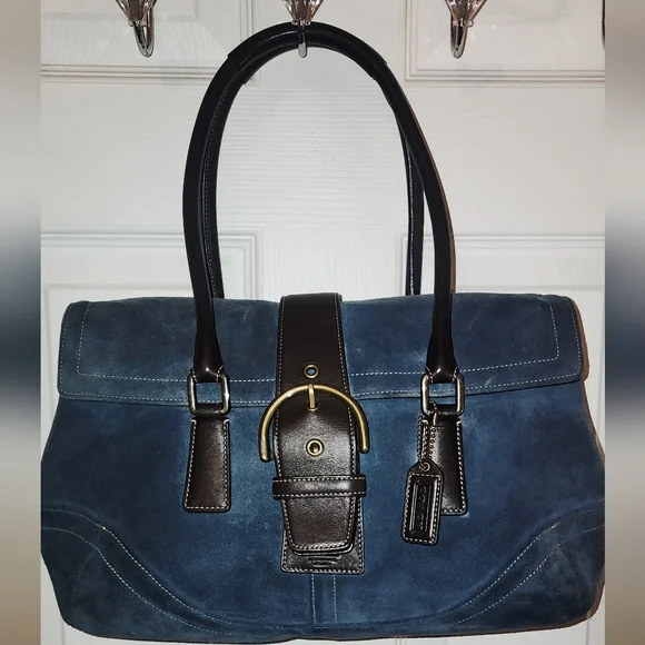 COACH VINTAGE SUEDE, BLUE SOHO-Hampton Satchel 9507 FREE SHIPPING - Picture 2 of 14